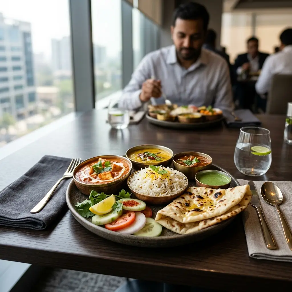 Premium North Indian corporate thali setup
