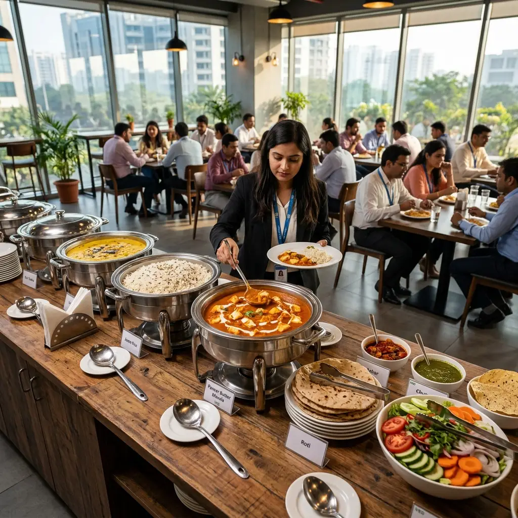 In-office catering setup in a Noida corporate office